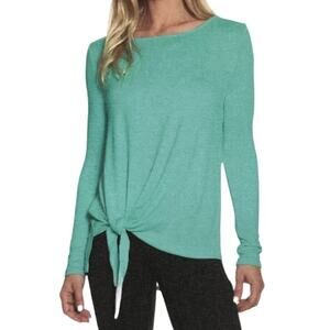 Zeroxposur platinum green front knotted pullover knit sweater blouse size L NEW
